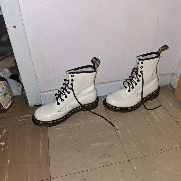 Dr. Martens White Lace Up Boots - Picture 2 of 3